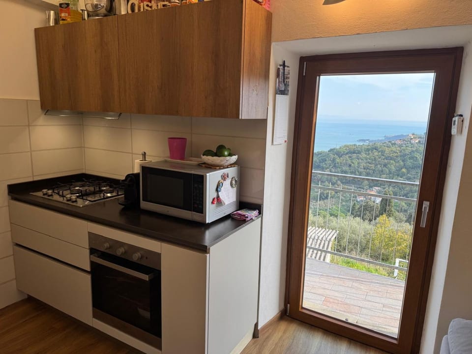 Kitchen or kitchenette, stove