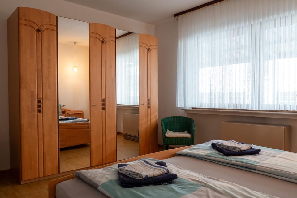Bed, Photo of the whole room, Bedroom, towels, wardrobe