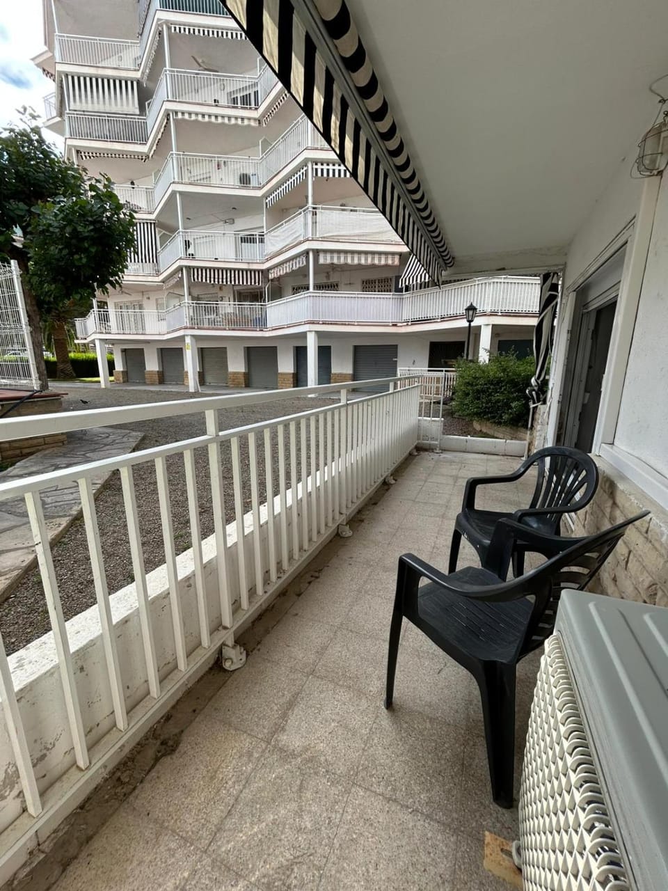 Property building, Patio, Day, View (from property/room), Balcony/Terrace, Living room, Seating area