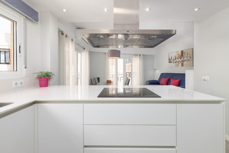 Kitchen or kitchenette, stove