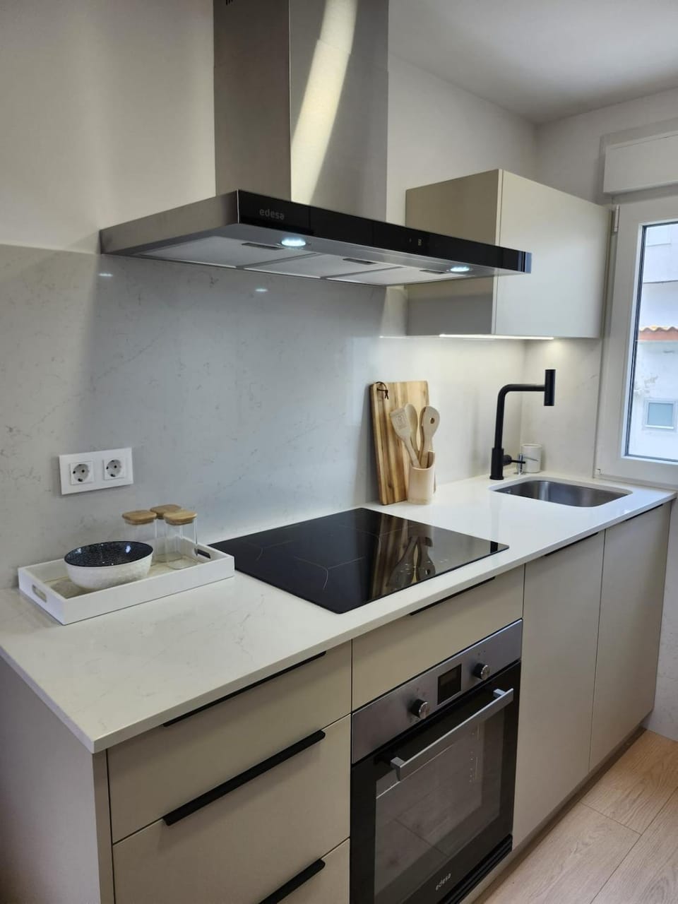 Kitchen or kitchenette, stove, kitchen