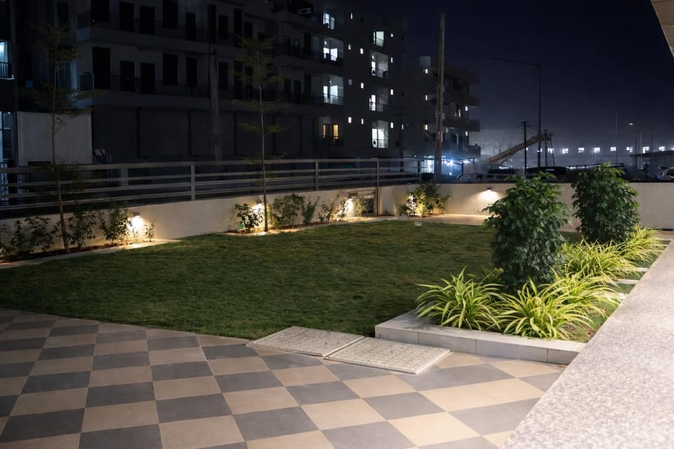 Property building, Night, Garden, Garden view