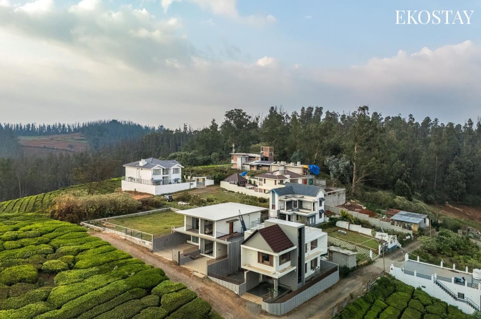 Property building, Spring, Day, Natural landscape, Bird's eye view, Garden, Garden view, Mountain view