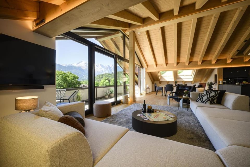 Natural landscape, Living room, Seating area, Mountain view