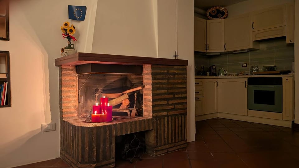 Night, fireplace