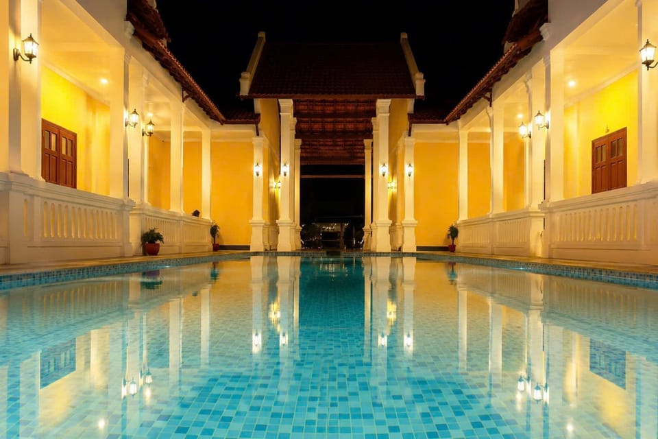 Property building, Night, Pool view, Swimming pool, Swimming pool