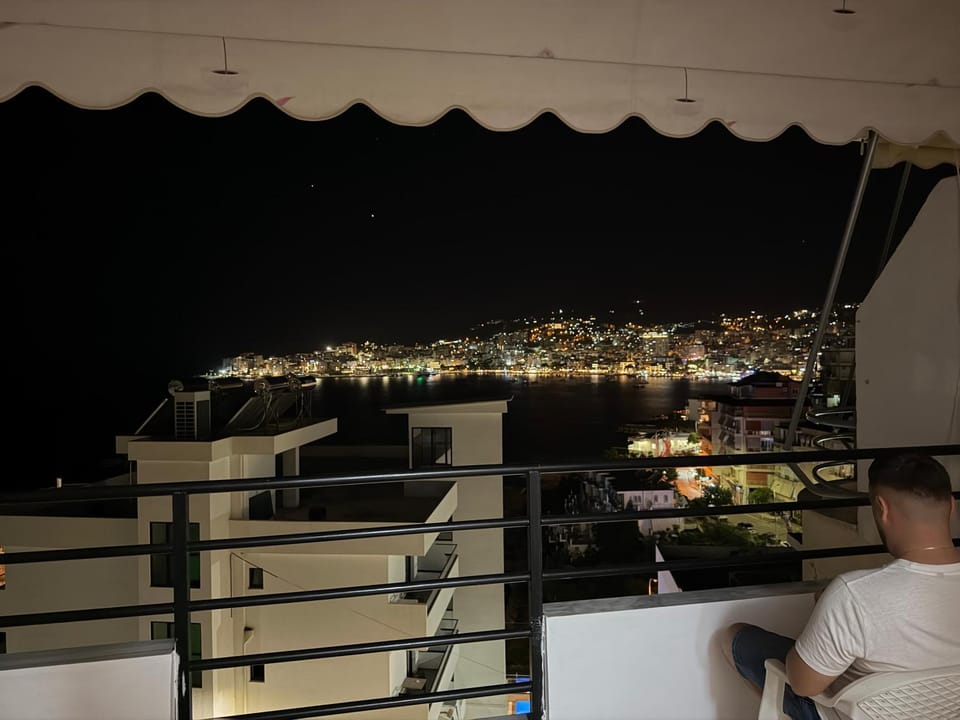 Night, View (from property/room), Balcony/Terrace, City view, Sea view