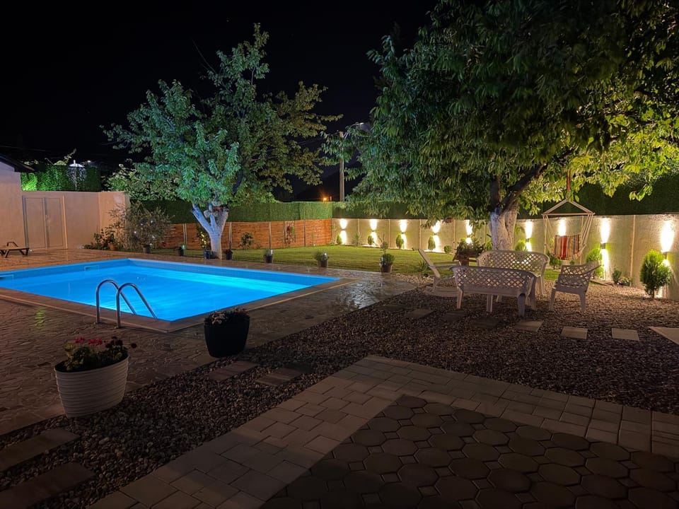 Night, Garden, Garden view, Pool view, Swimming pool