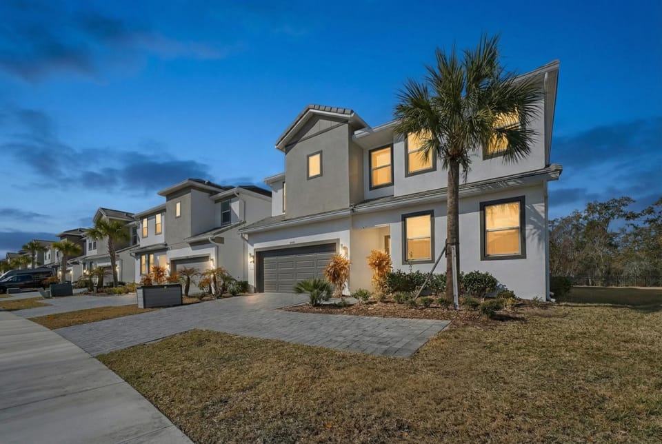 Property building, Night, Garden, Garden view