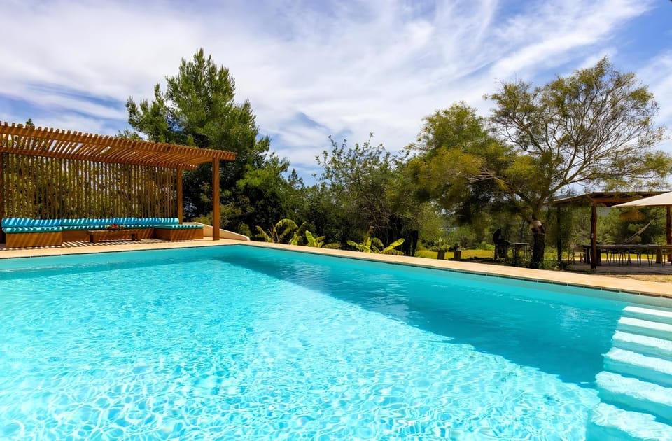 Property building, Living room, Swimming pool