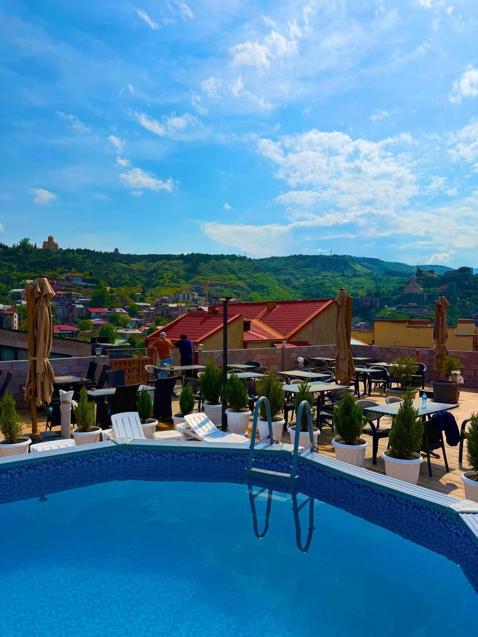 Patio, Day, Natural landscape, Mountain view, Pool view, Swimming pool, sunbed