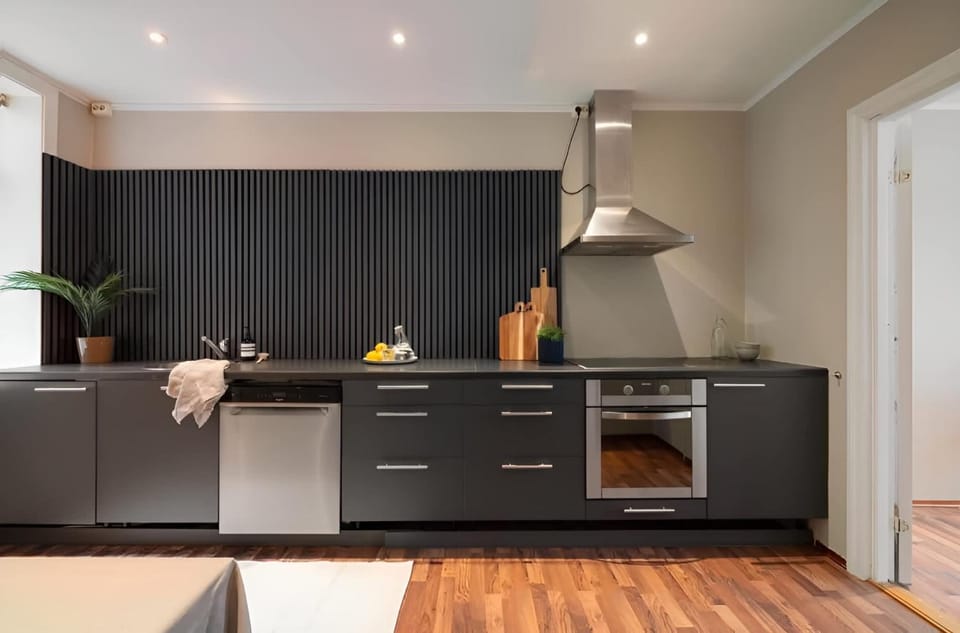 Kitchen or kitchenette, stove