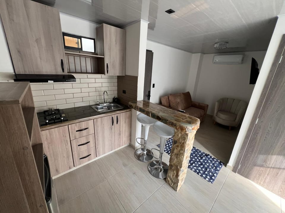 Kitchen or kitchenette, Living room, kitchen, air conditioner