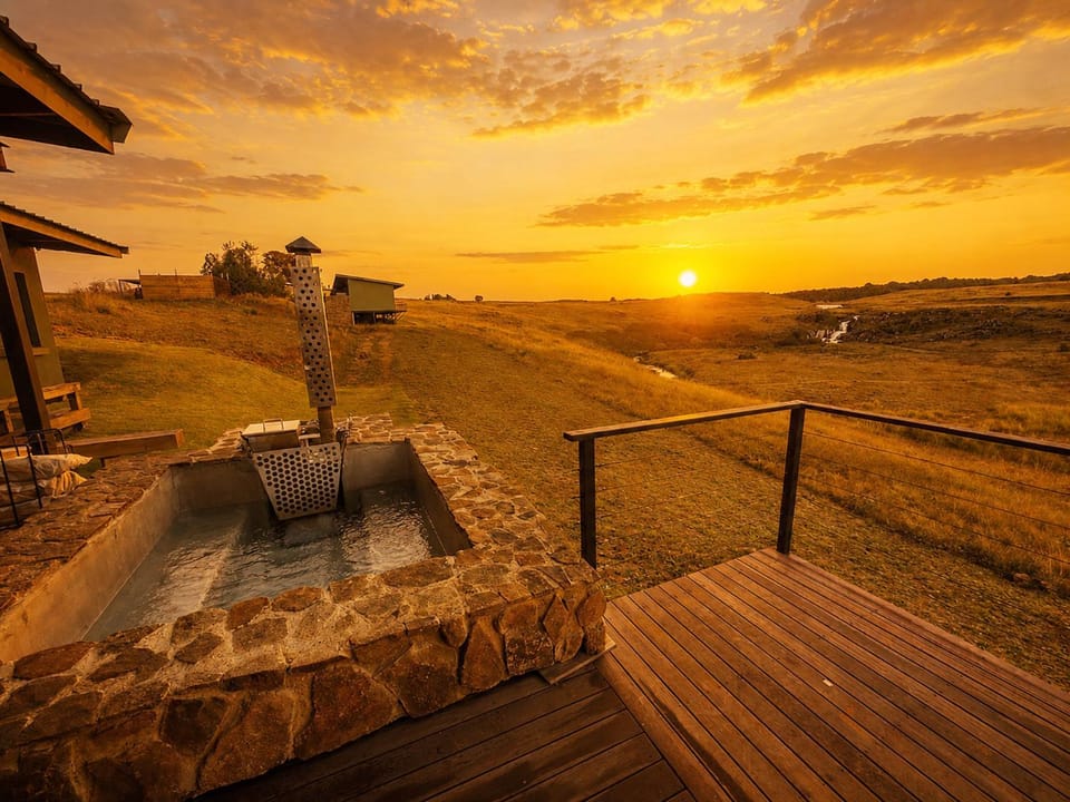 Waterfall Villa Stone Hot Tub Trout Estate Villa in South Africa