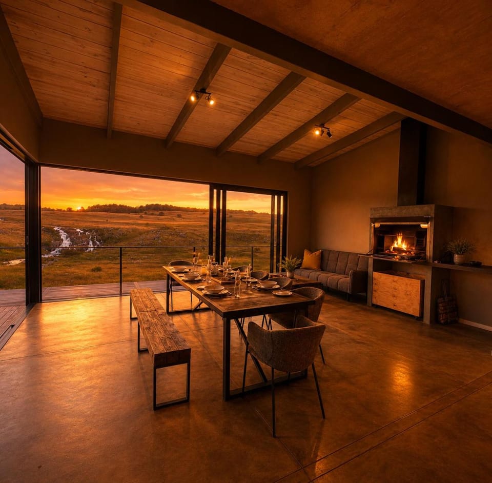 Waterfall Villa Stone Hot Tub Trout Farm Villa in South Africa