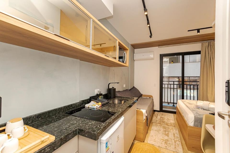 Apartamento 404 - Cena Living · Studio Completo p/ 4 | A/C, Academia e Coworking Apartment in Curitiba