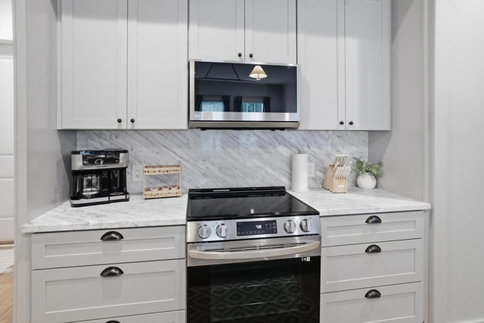 Kitchen or kitchenette, stove