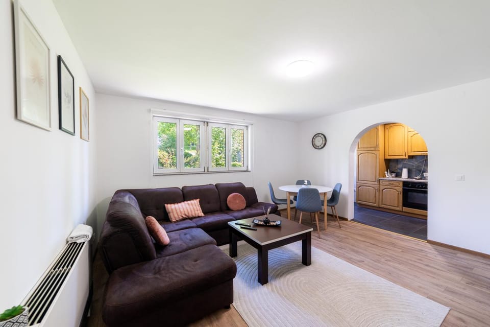 Kitchen or kitchenette, Living room, Seating area, Dining area