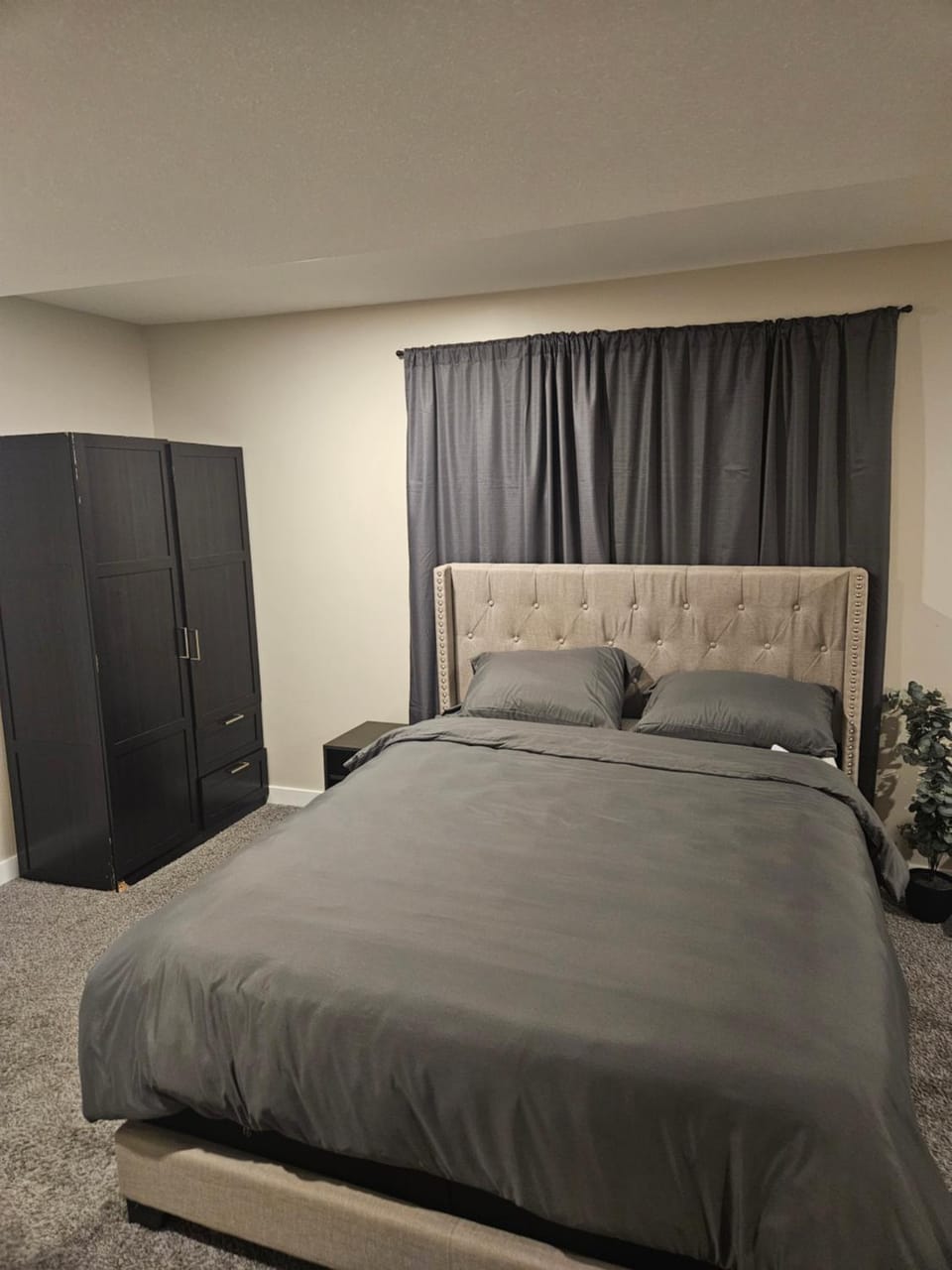 Bed, wardrobe