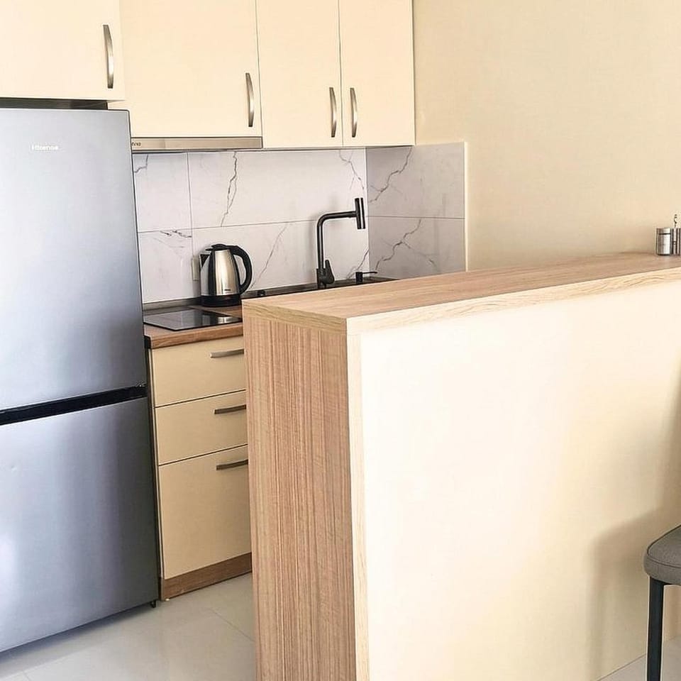 Kitchen or kitchenette, stove