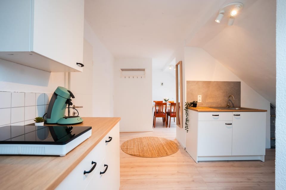 Kitchen or kitchenette, stove
