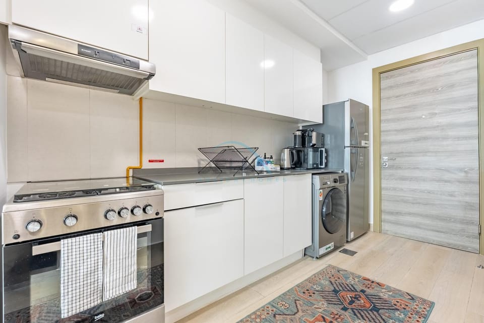 microwave, oven, stove, washing machine, kitchen