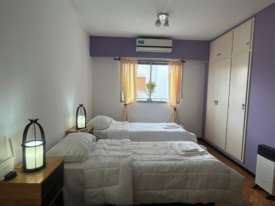 Bed, wardrobe, air conditioner