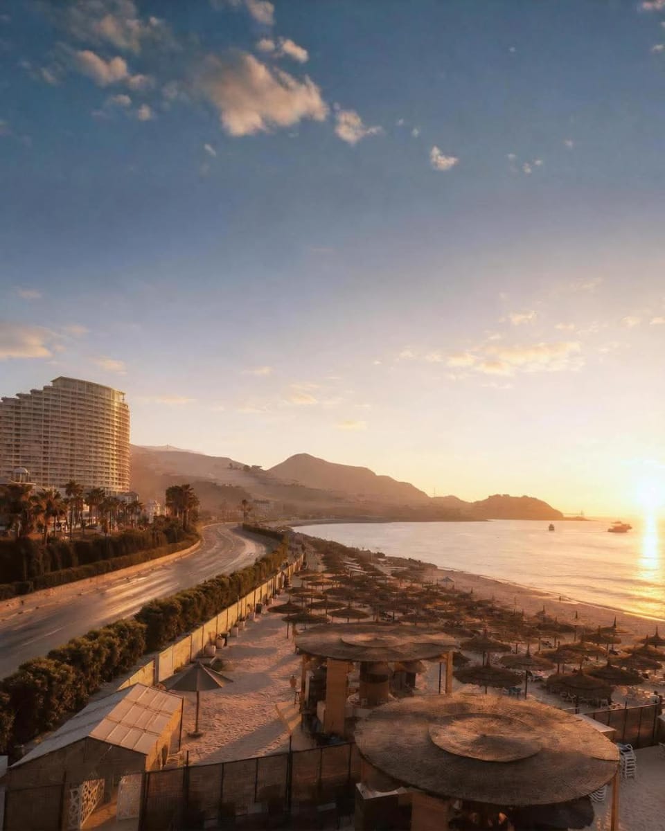 Day, Beach, River view, Sunset
