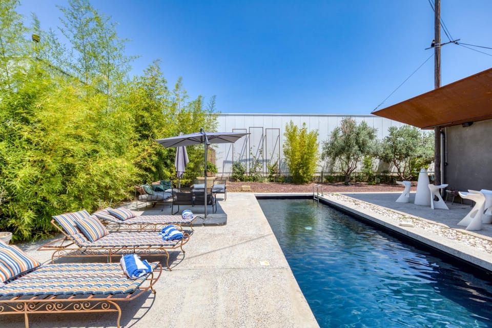 Property building, Living room, Swimming pool