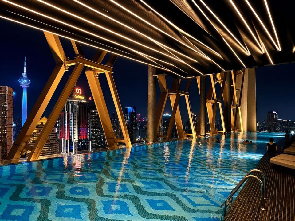 Night, Pool view, Swimming pool