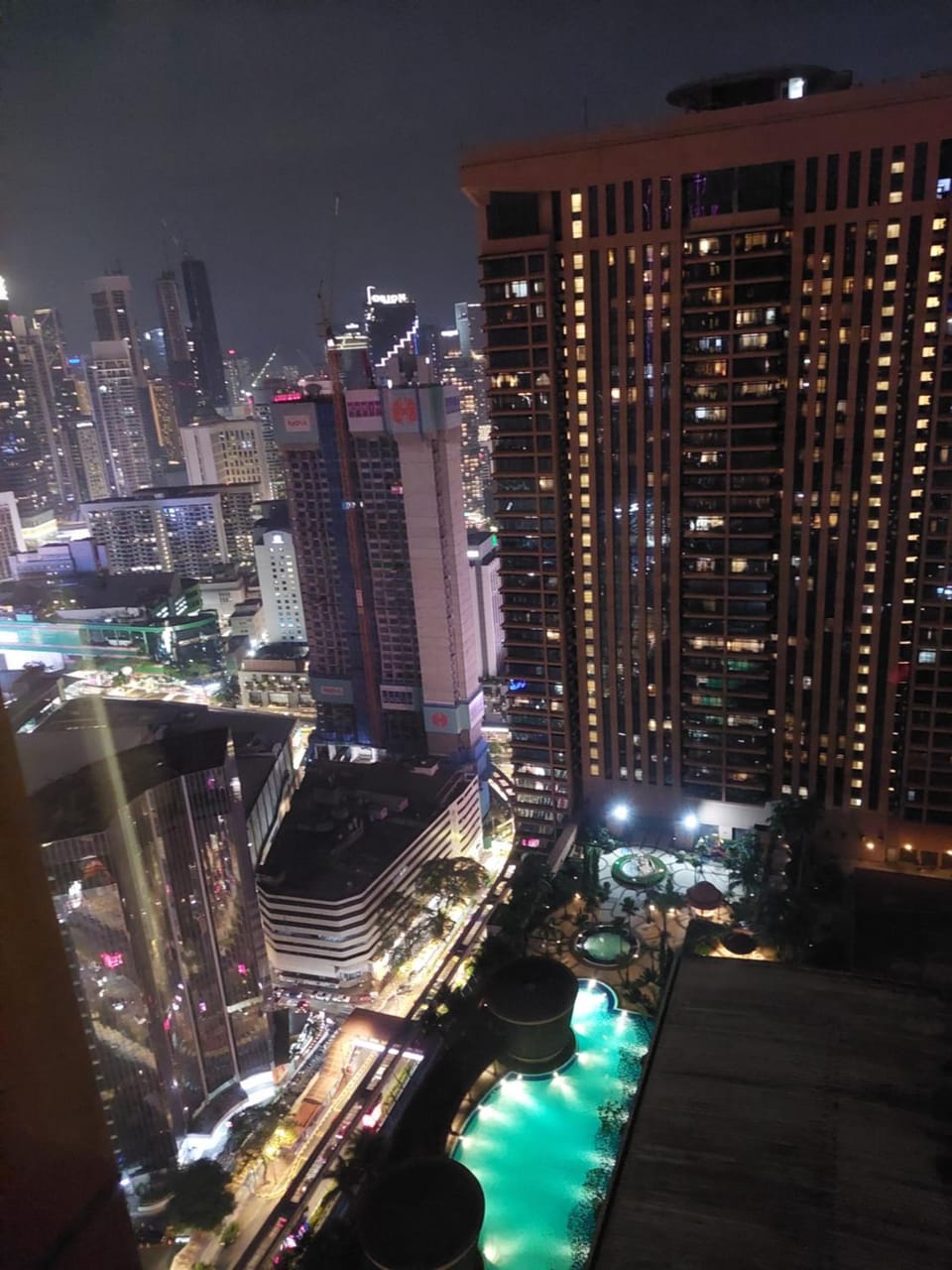 Property building, Night, Bird's eye view, City view, Pool view, Swimming pool
