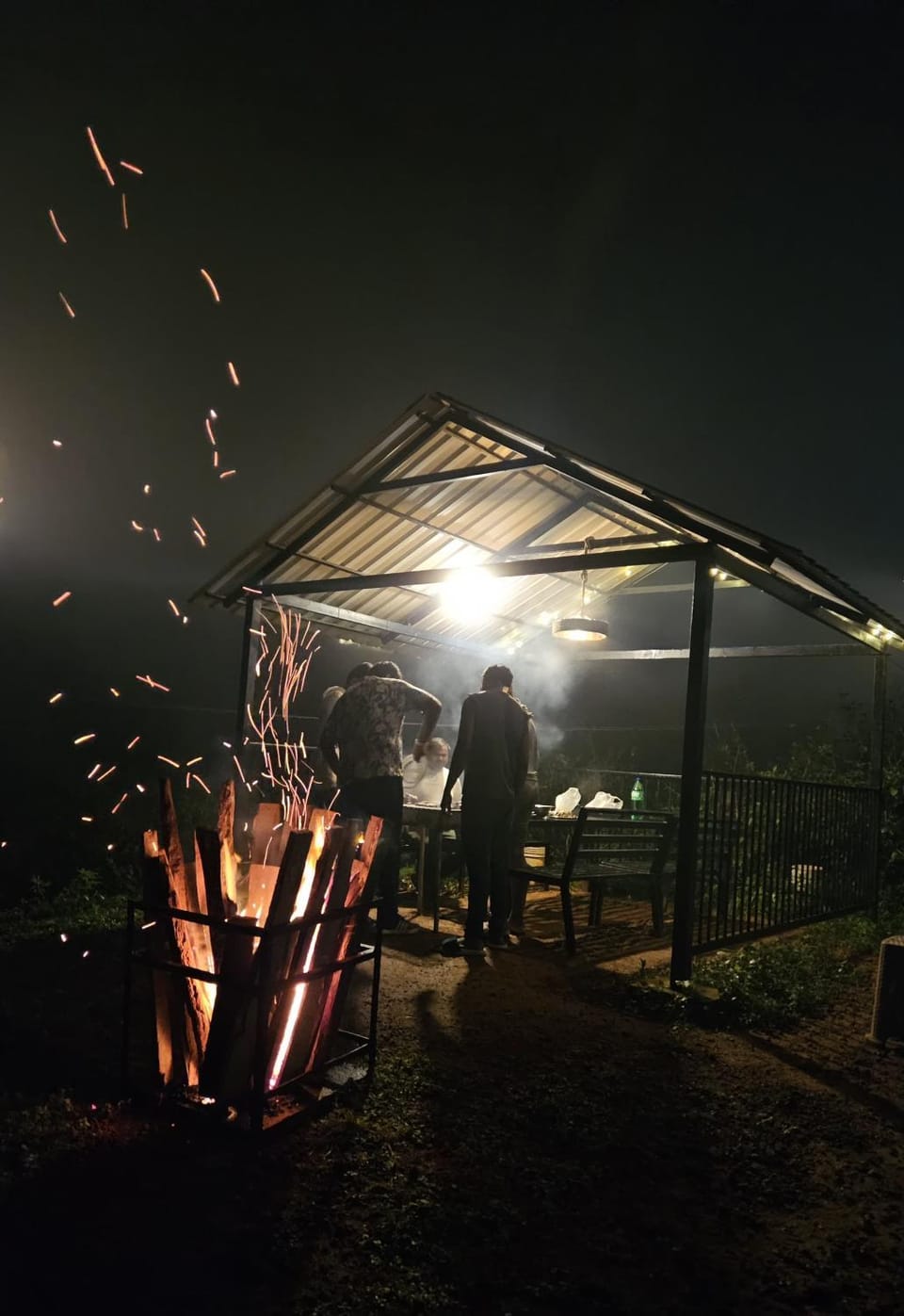 Night, BBQ facilities, group of guests