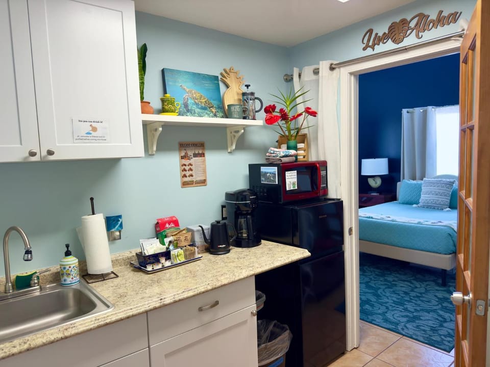 Coffee/tea facilities, Kitchen or kitchenette, microwave, stove, toaster