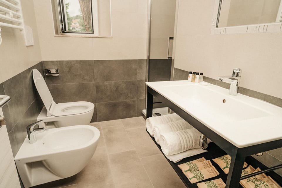 Toilet, towels