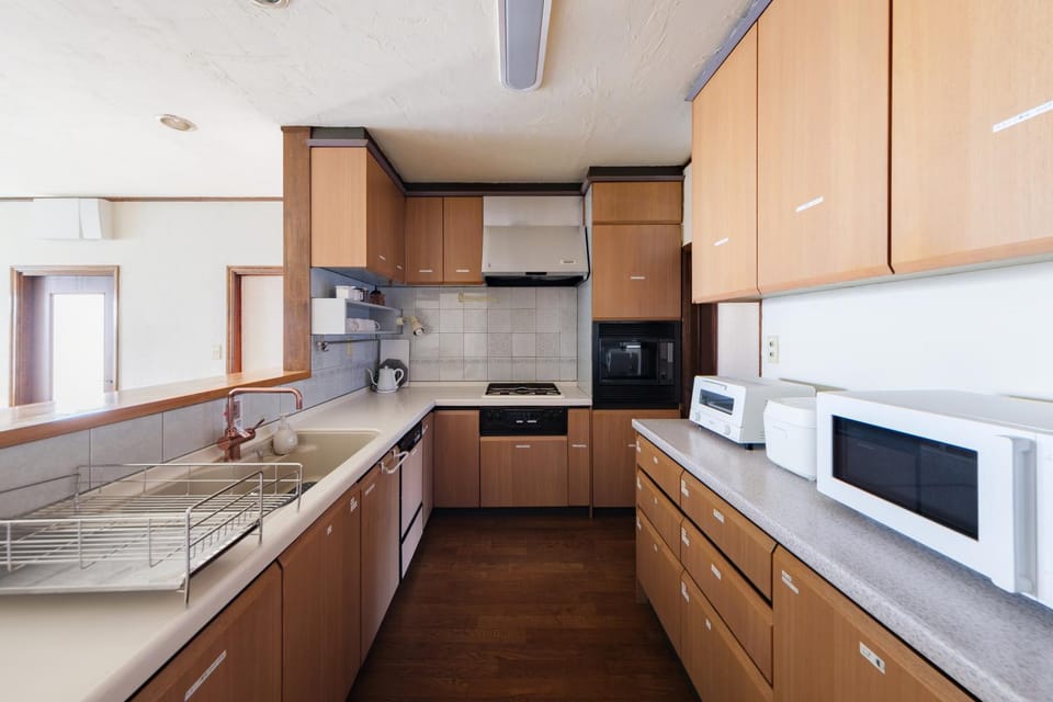 Kitchen or kitchenette, oven, stove, toaster