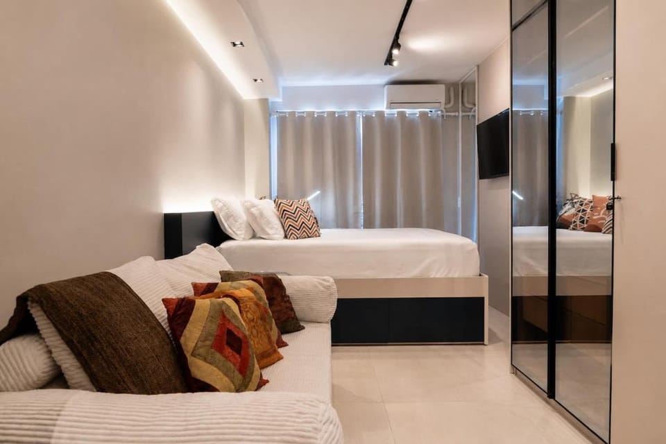 Bed, Photo of the whole room, Bedroom, wardrobe, air conditioner