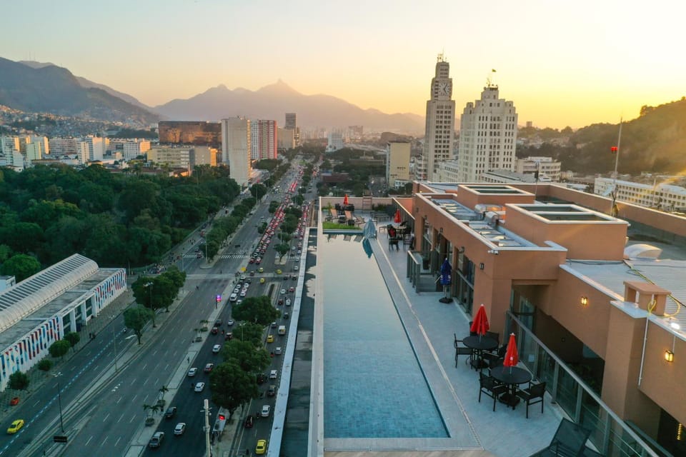 Property building, City view, Swimming pool, Sunset