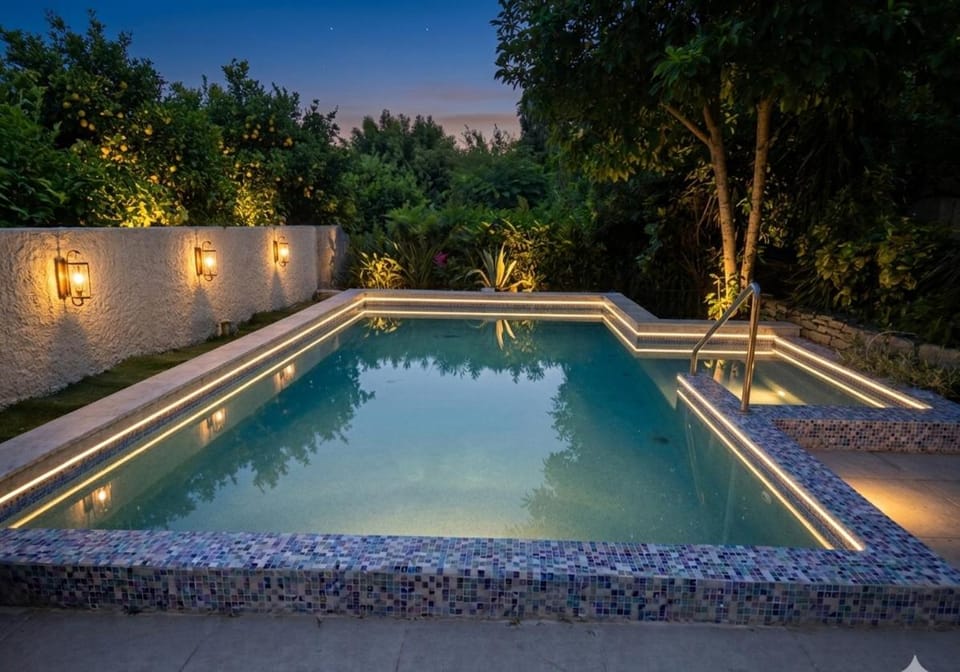 Night, Swimming pool, Swimming pool