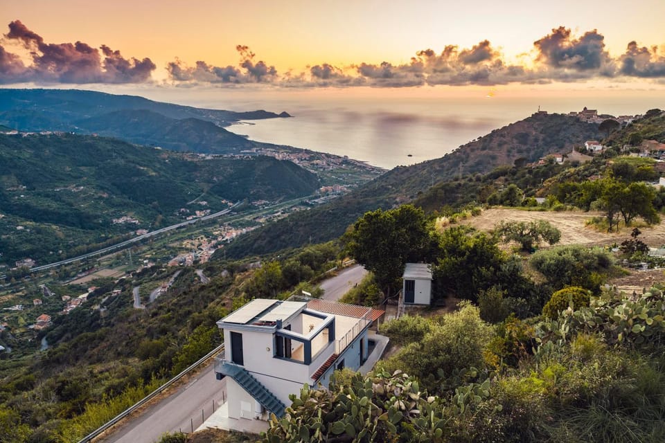 Property building, Natural landscape, Bird's eye view, Sea view, Sunset