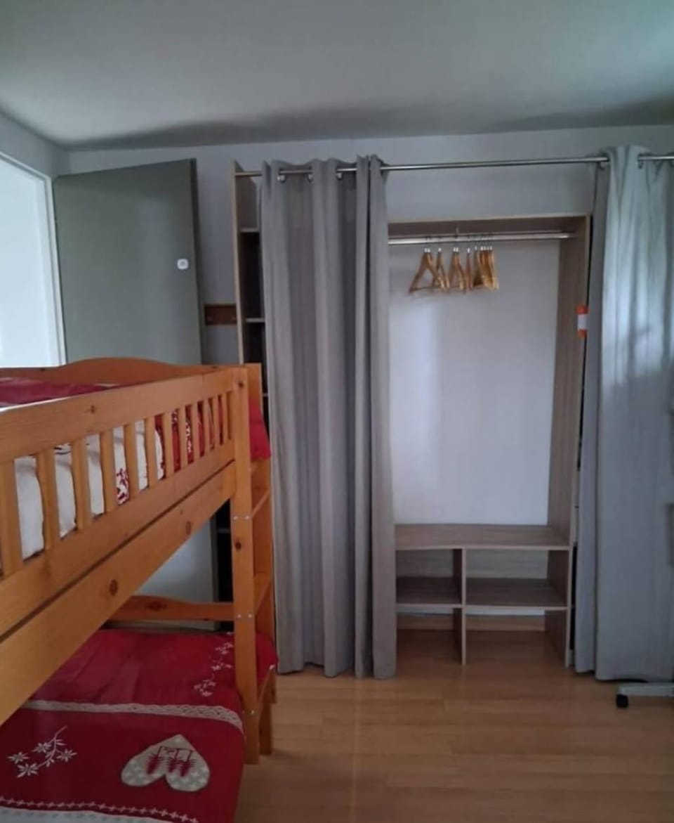 Bed, Photo of the whole room, Bedroom, bunk bed, wardrobe