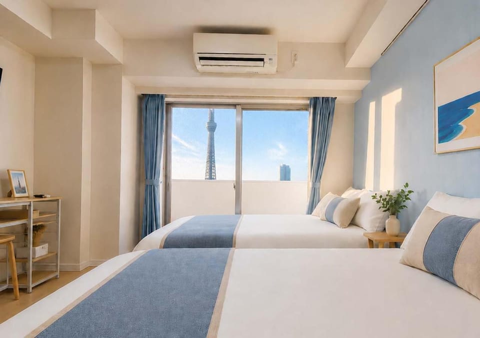 Bed, Photo of the whole room, Bedroom, air conditioner