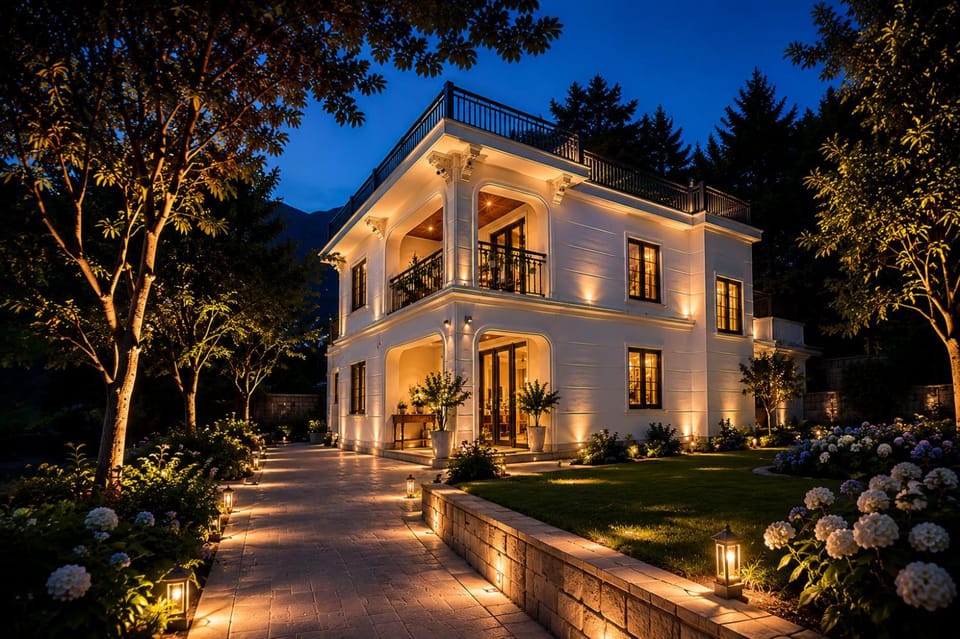 Spring, Night, Garden, Garden view