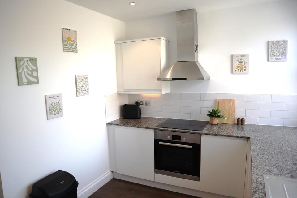Kitchen or kitchenette, stove
