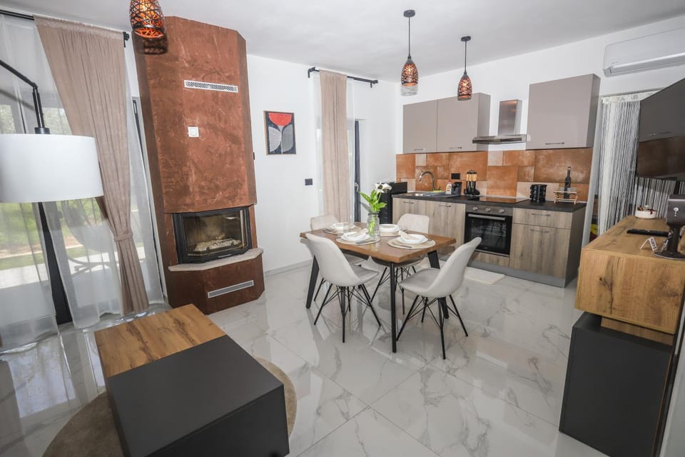 Kitchen or kitchenette, Living room, Dining area, dishwasher, oven, stove