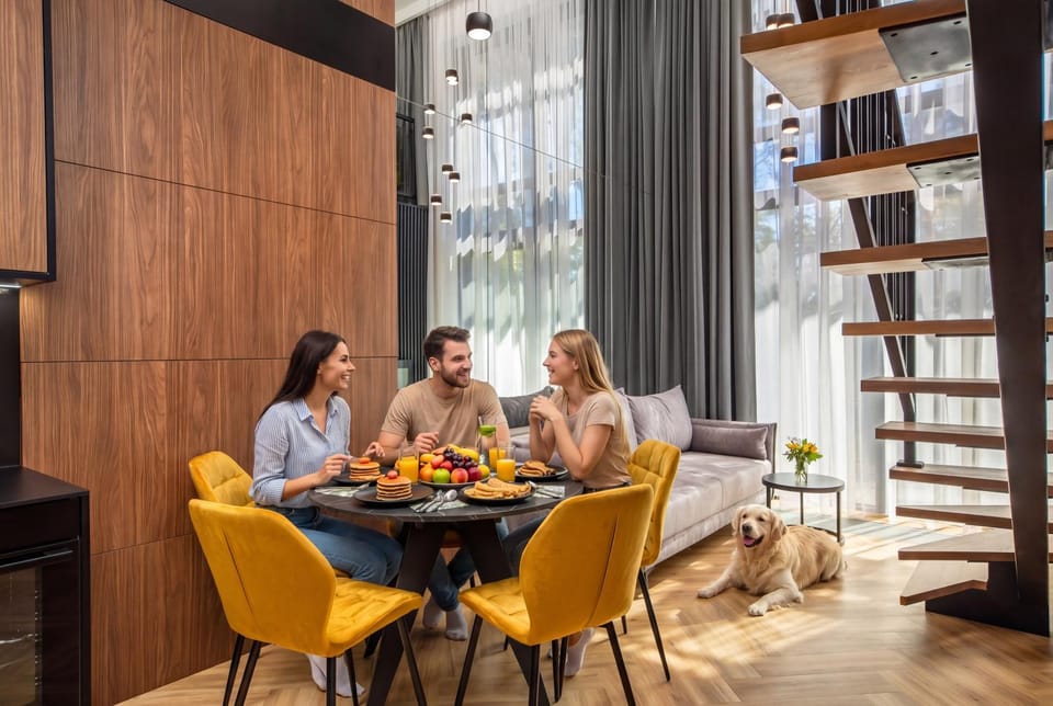 Living room, Seating area, Dining area