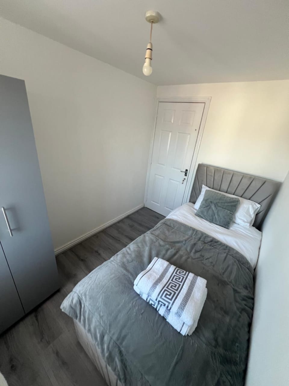 Bed, Photo of the whole room, Bedroom, towels, wardrobe