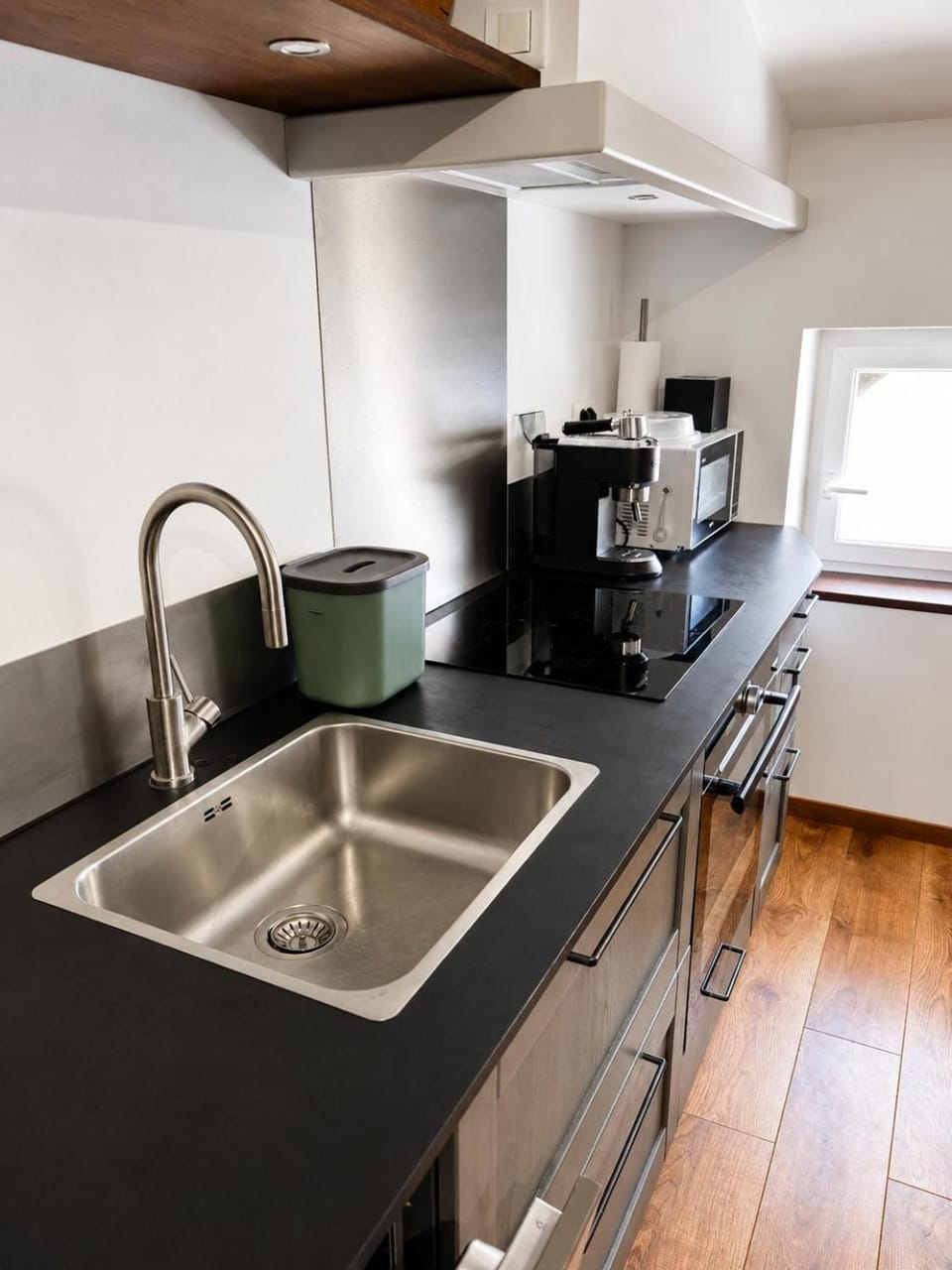Kitchen or kitchenette, stove
