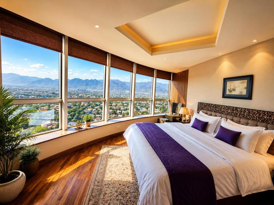 Bed, Natural landscape, Photo of the whole room, Bedroom, Mountain view