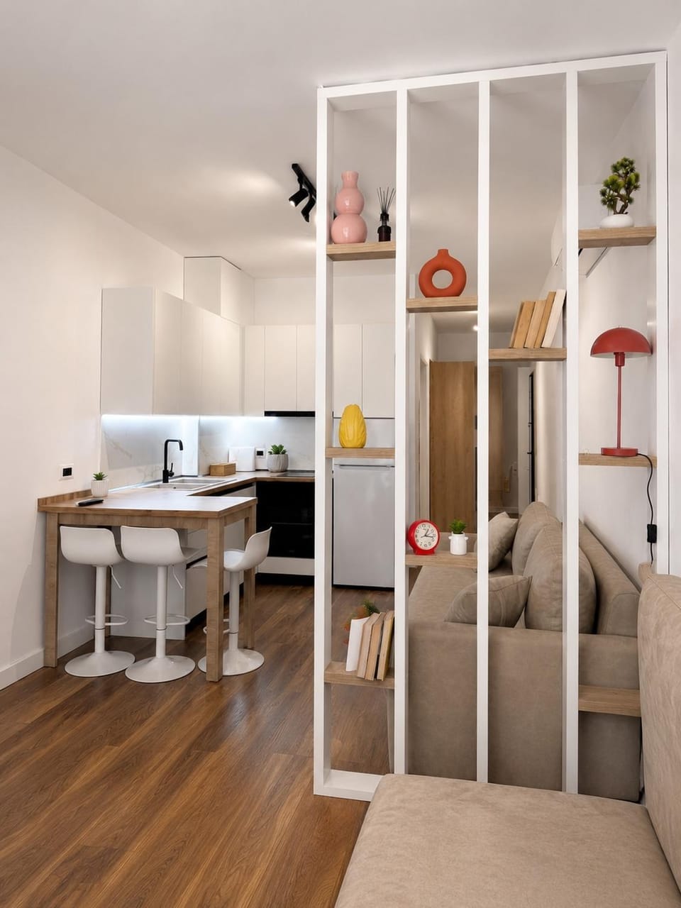 Kitchen or kitchenette, Living room, Dining area