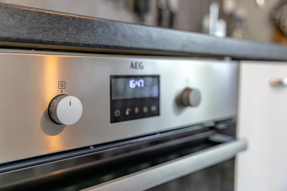 Kitchen or kitchenette, stove